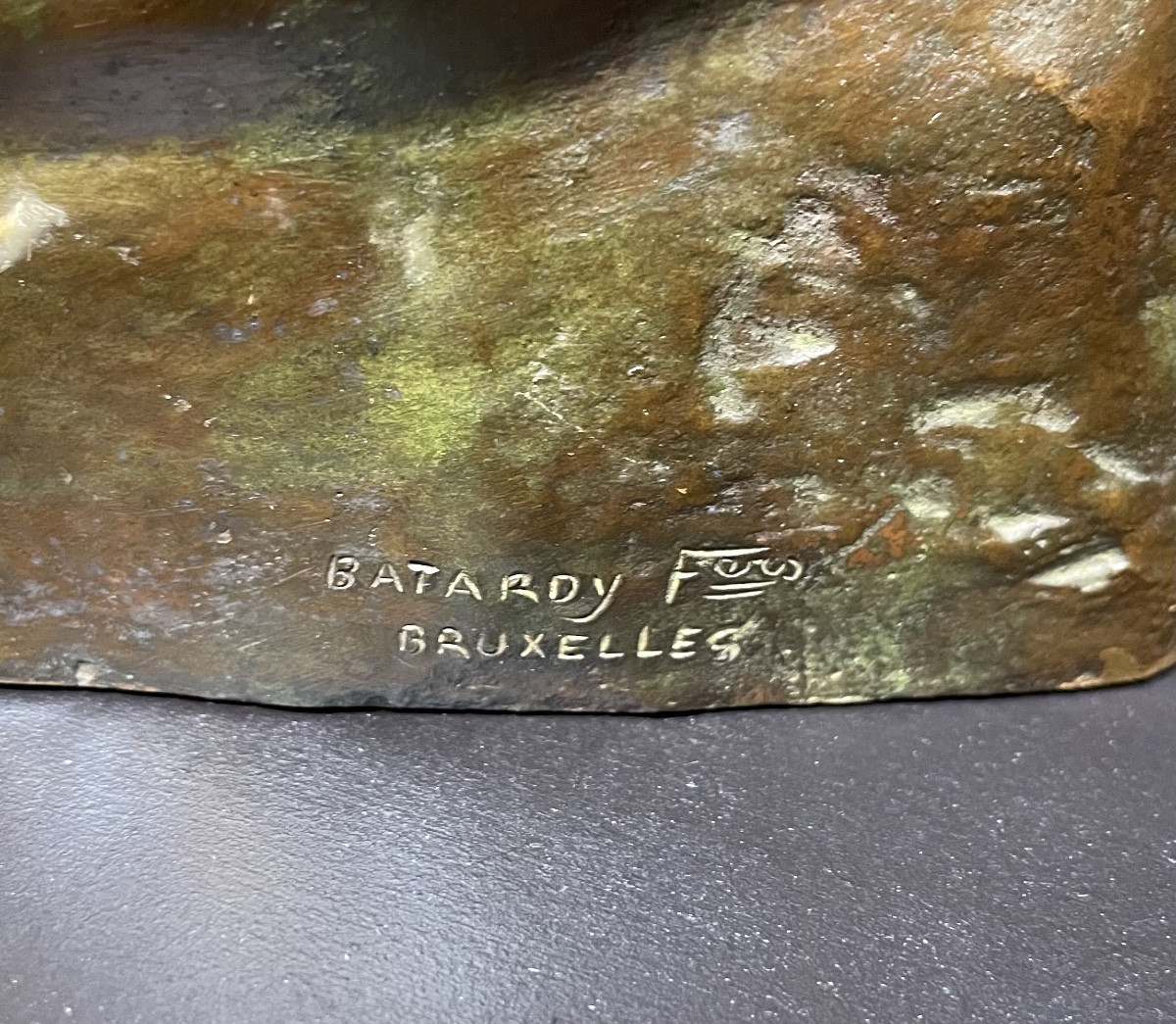 Etienne Nangels (1895-1960), nu féminin drapé, bronze, signée, patine verte nuancée, H. 58 cm-photo-8