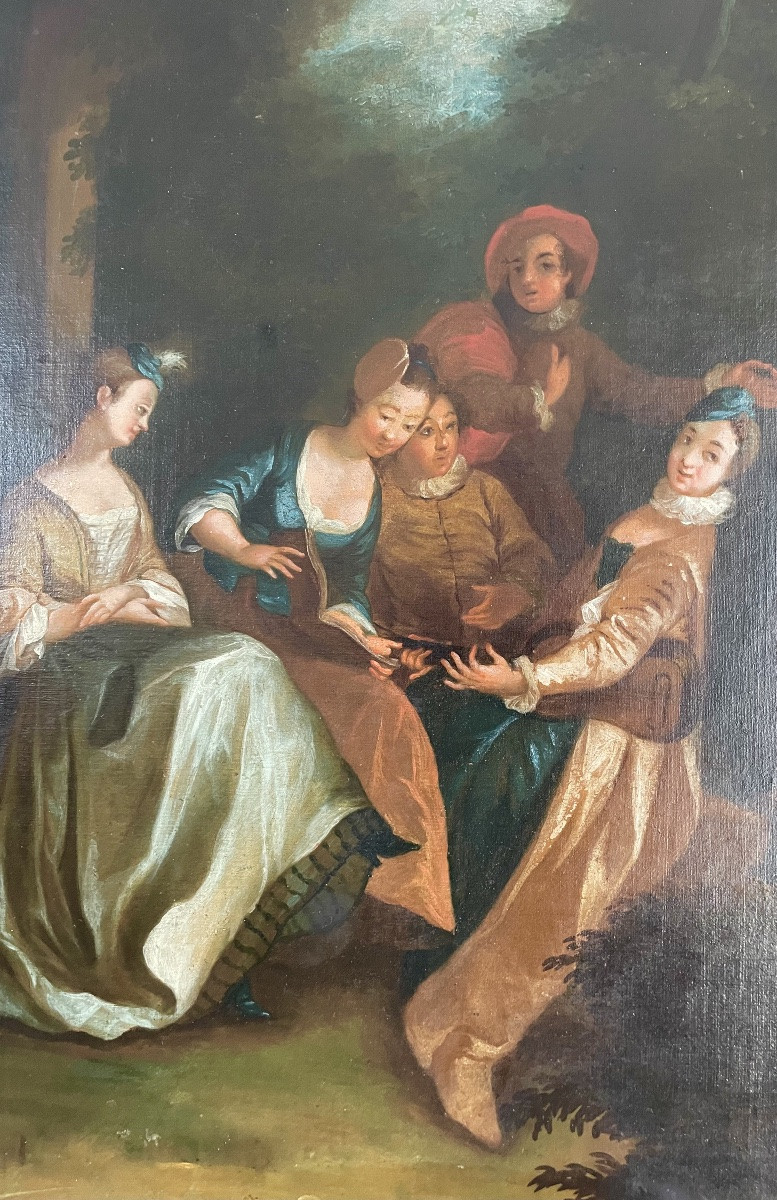 French School, 18th Century, In The Style Of F. Boucher, Oil/canvas Mounted/panel 114x147 Cm-photo-2
