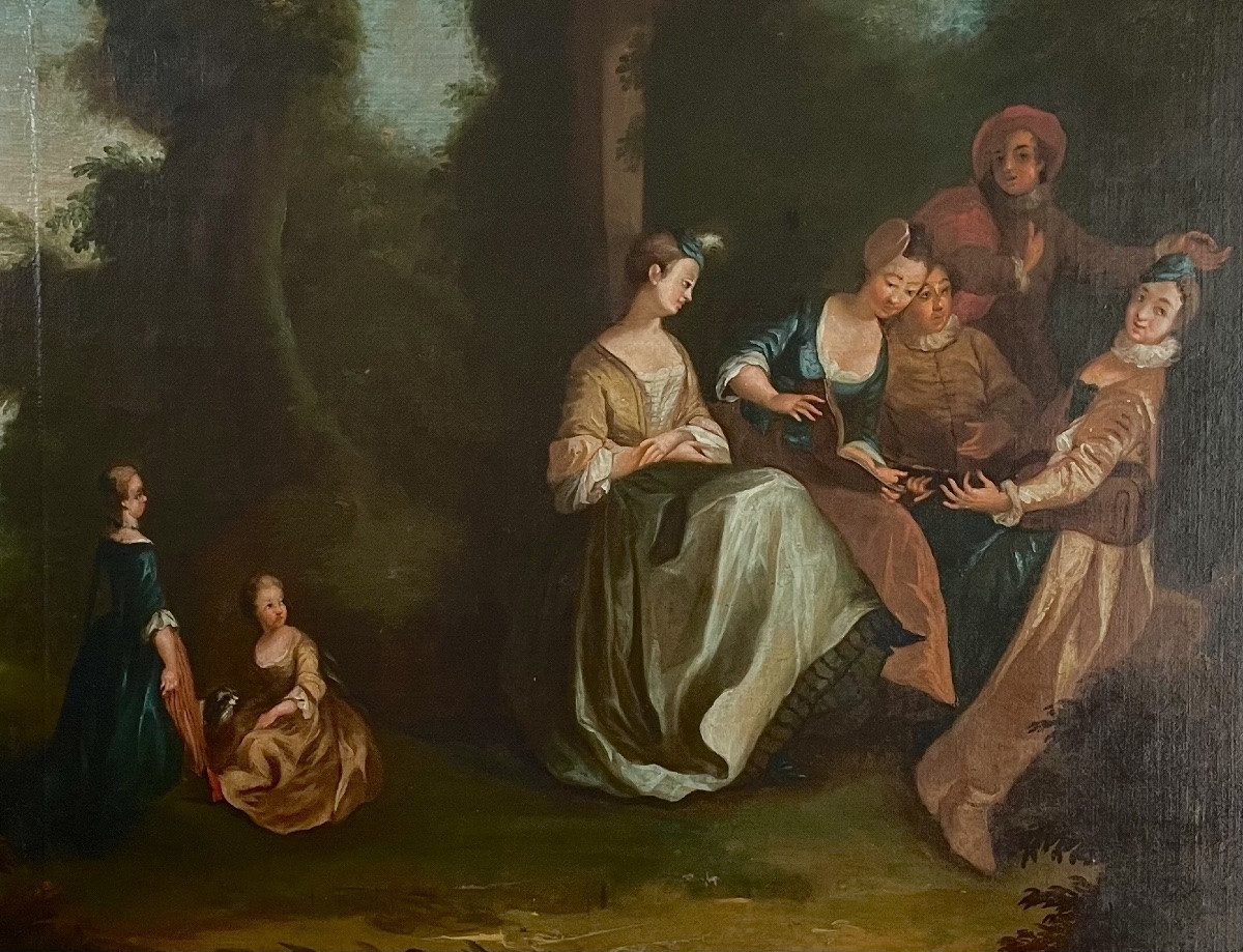 French School, 18th Century, In The Style Of F. Boucher, Oil/canvas Mounted/panel 114x147 Cm-photo-2