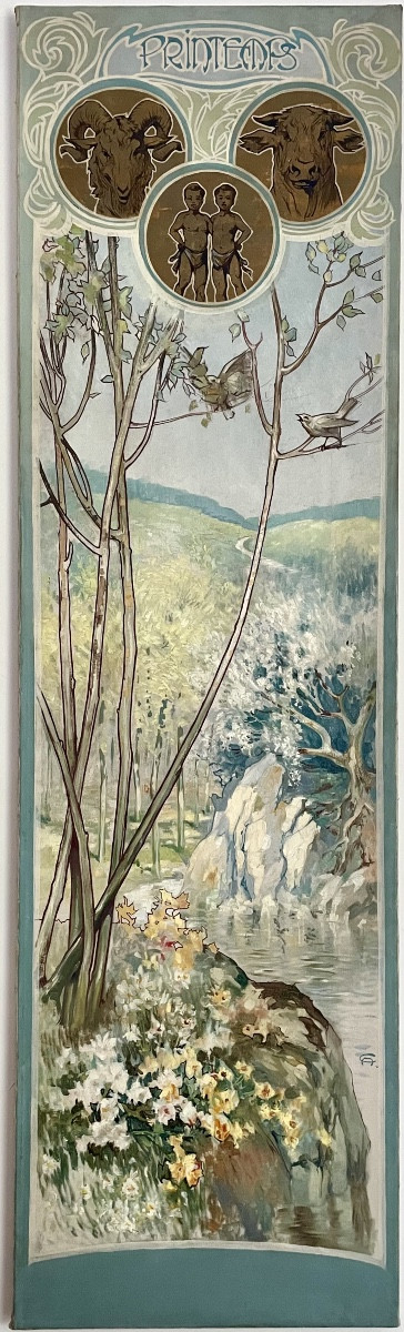 Anto Carte (1886-1954), The Four Seasons, Quadriptych, Hst, Signed, 1906, 199x166 Cm.-photo-2