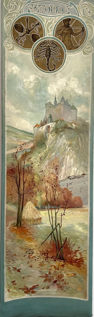 Anto Carte (1886-1954), The Four Seasons, Quadriptych, Hst, Signed, 1906, 199x166 Cm.-photo-4