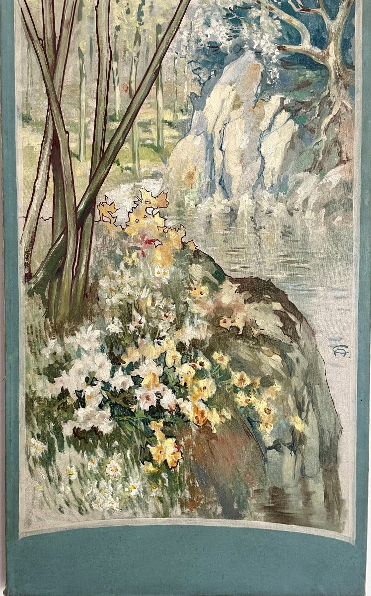 Anto Carte (1886-1954), The Four Seasons, Quadriptych, Hst, Signed, 1906, 199x166 Cm.-photo-2