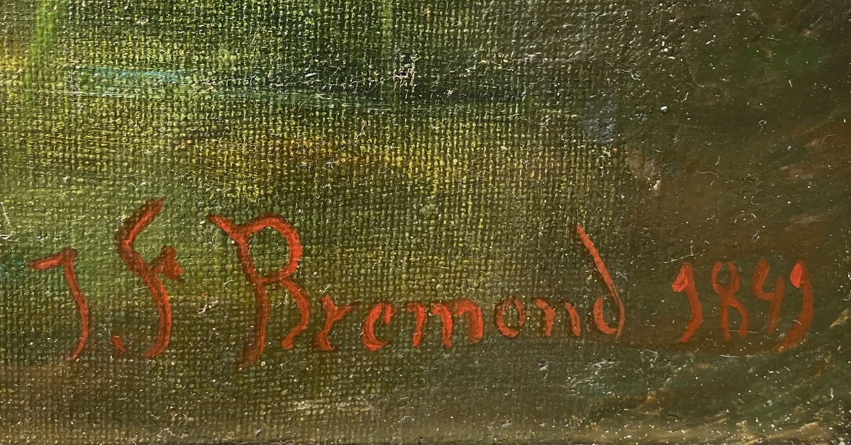 J.F. Brémond (1807-1868), la chasse aux cerfs, hst, signée, 1849, dim: 120x178cm, encadrée -photo-6