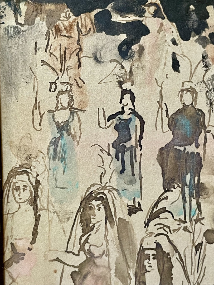 Max Jacob (1876-1944), cavaliers et amazones, encre, gouache et aquarelle sur papier, signée -photo-2