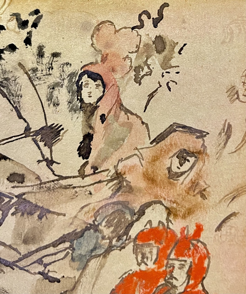 Max Jacob (1876-1944), cavaliers et amazones, encre, gouache et aquarelle sur papier, signée -photo-6