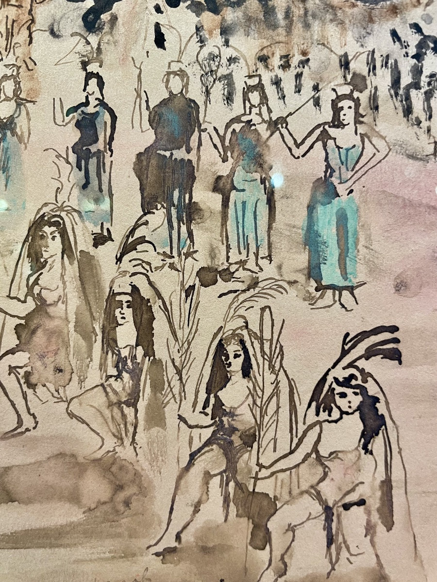 Max Jacob (1876-1944), cavaliers et amazones, encre, gouache et aquarelle sur papier, signée -photo-7