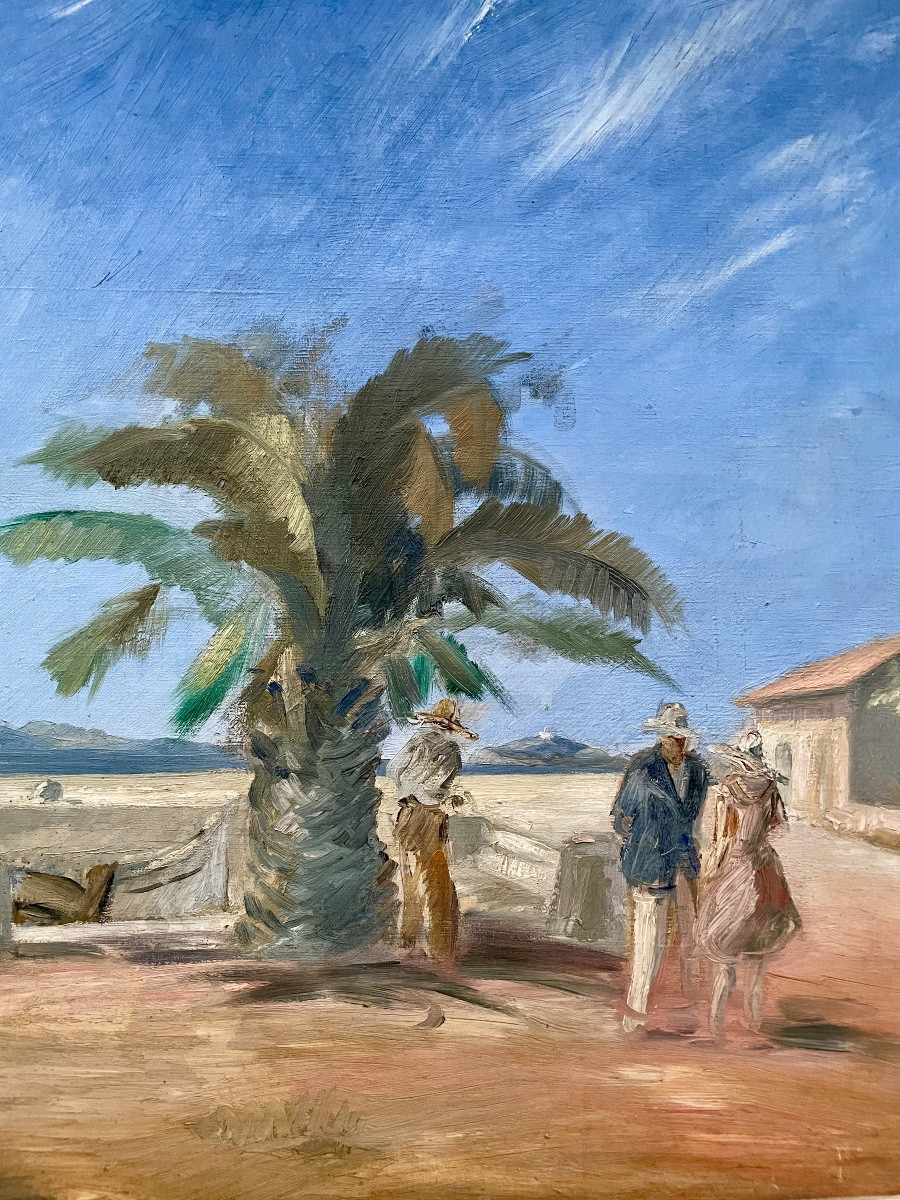 Raoul Domenjoz (1896-1978), les palmiers à Sanary, hst,  signée, ca 1950, 51x73 cm, encadrée.-photo-2