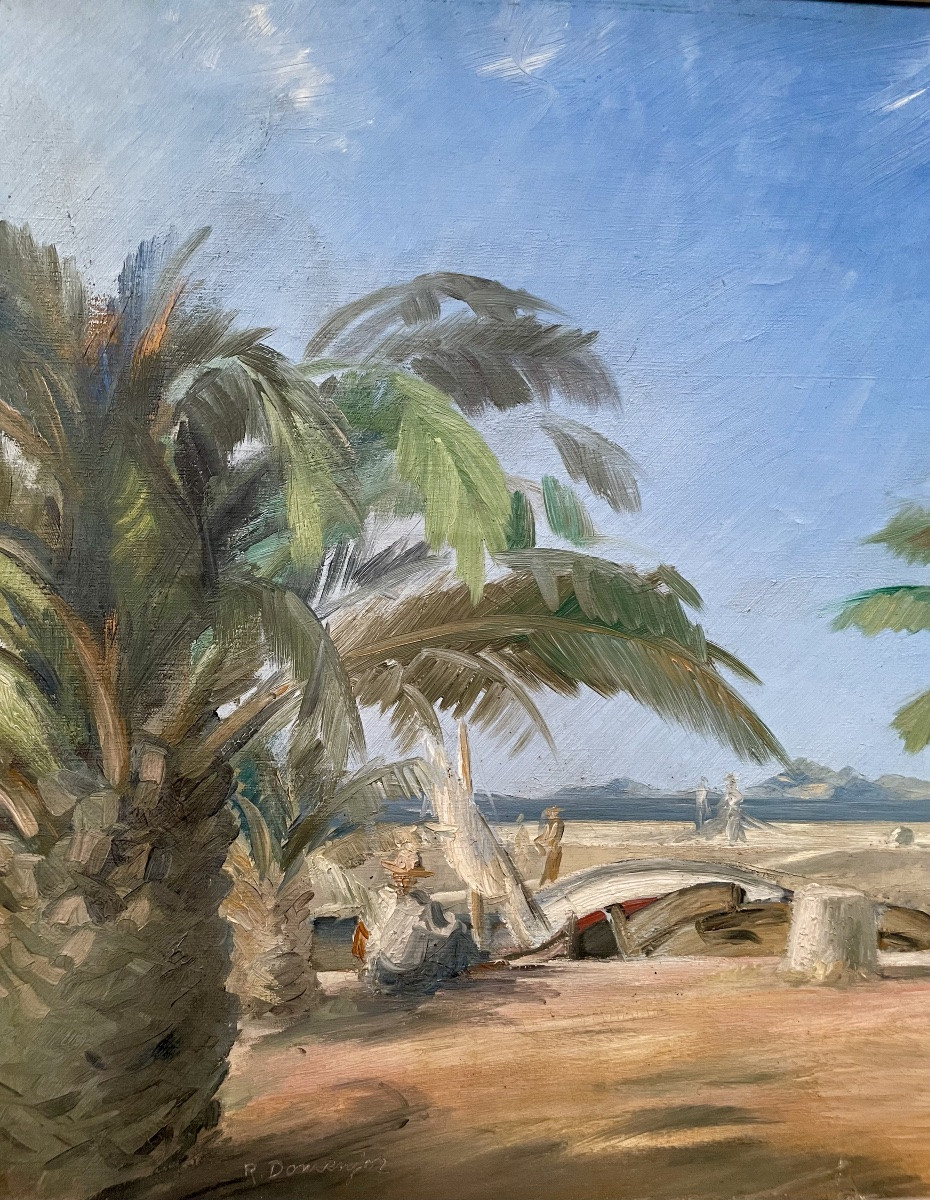Raoul Domenjoz (1896-1978), les palmiers à Sanary, hst,  signée, ca 1950, 51x73 cm, encadrée.-photo-2