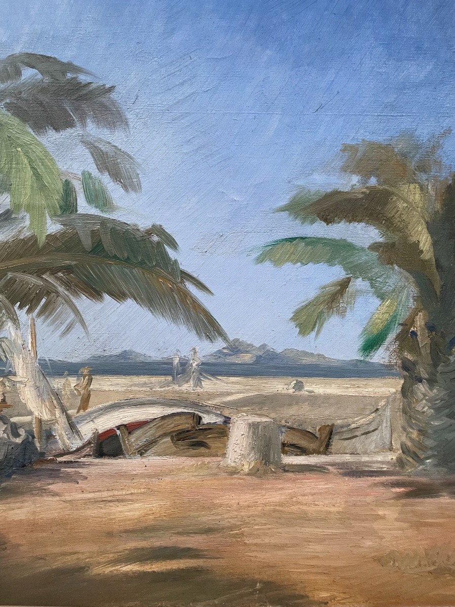 Raoul Domenjoz (1896-1978), les palmiers à Sanary, hst,  signée, ca 1950, 51x73 cm, encadrée.-photo-3