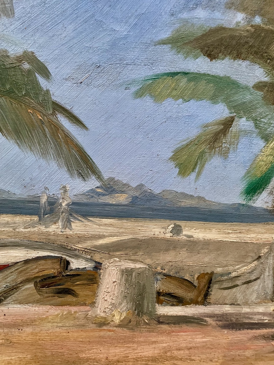 Raoul Domenjoz (1896-1978), les palmiers à Sanary, hst,  signée, ca 1950, 51x73 cm, encadrée.-photo-4