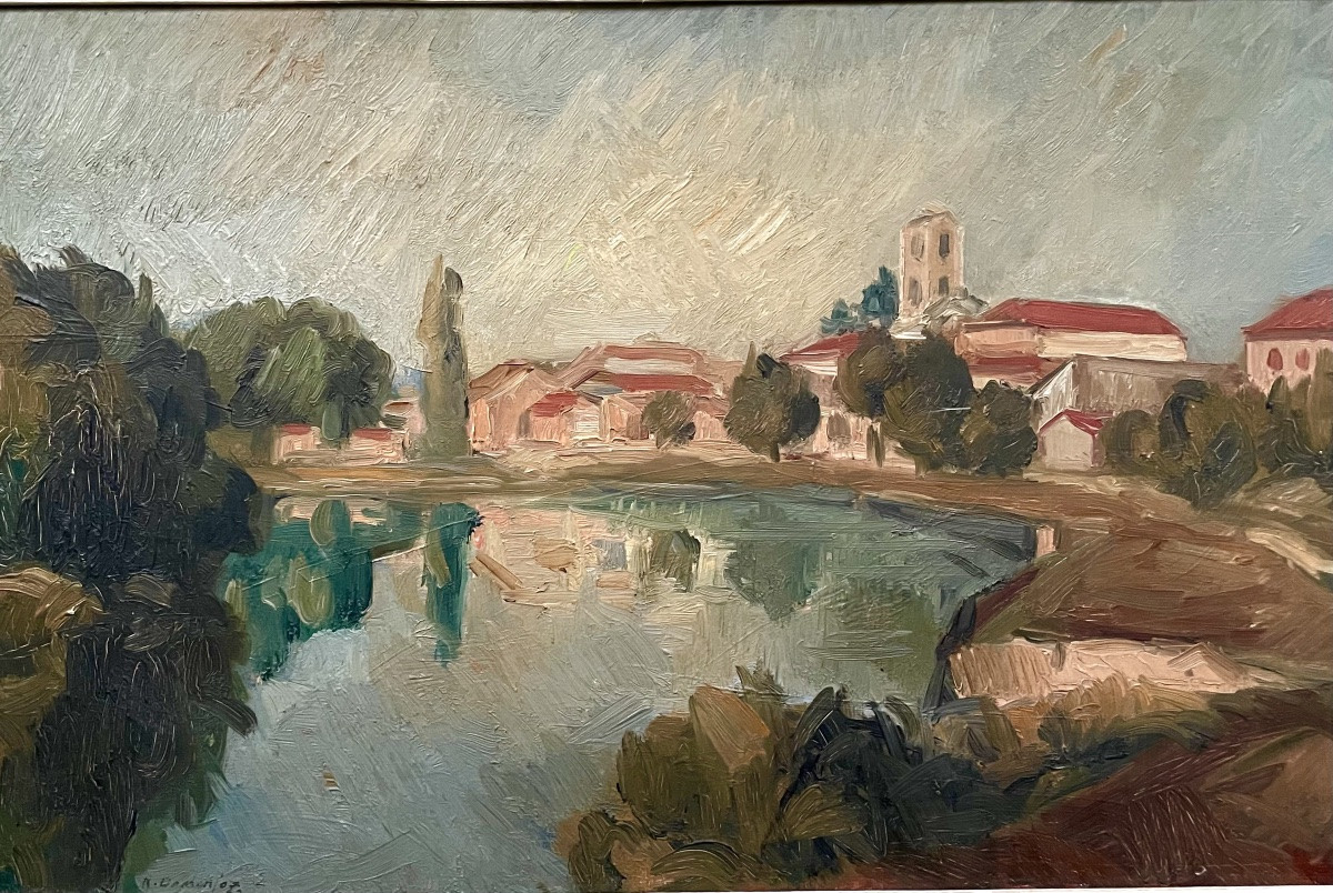 Raoul Domenjoz (1896-1978), The Village In Perspective, Hst, Signed, Ca 1950, Size: 55x38cm.-photo-1