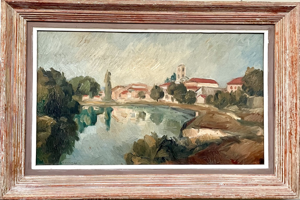 Raoul Domenjoz (1896-1978), The Village In Perspective, Hst, Signed, Ca 1950, Size: 55x38cm.