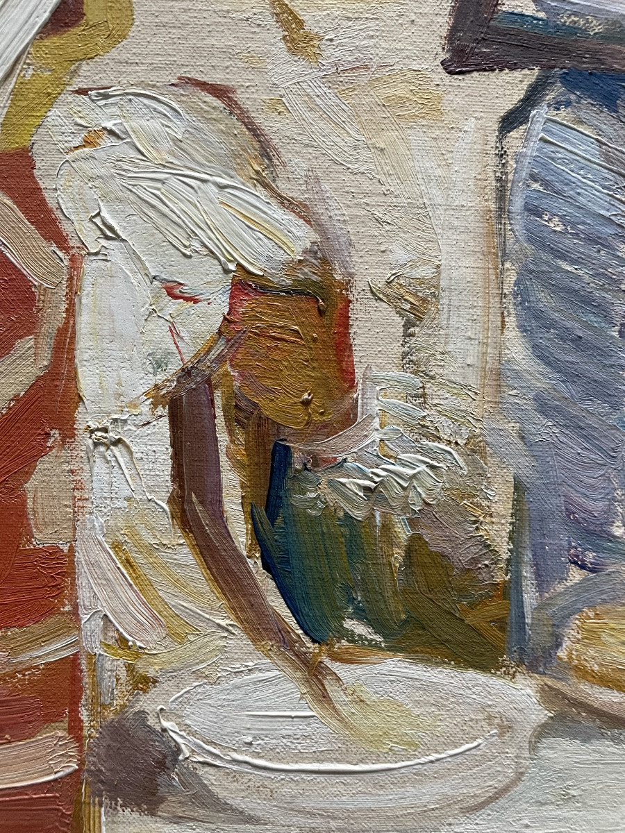 Ferdinand Pire (1943-), Market Scene, Oil On Panel, Signed, Ca1970, Framed.-photo-3