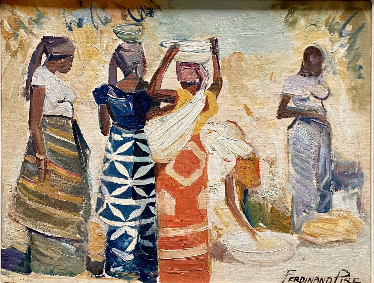 Ferdinand Pire (1943-), Market Scene, Oil On Panel, Signed, Ca1970, Framed.-photo-4