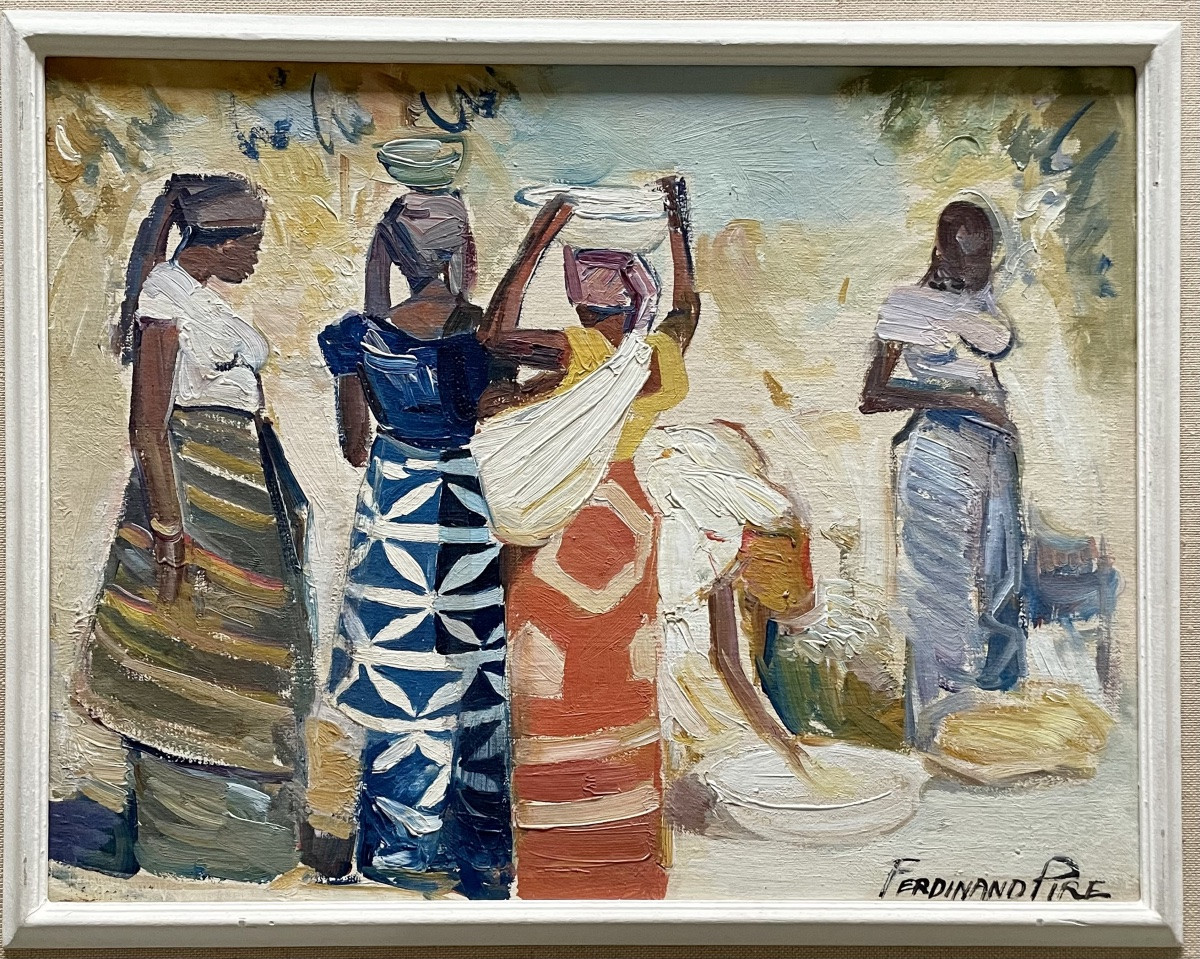 Ferdinand Pire (1943-), Market Scene, Oil On Panel, Signed, Ca1970, Framed.-photo-1