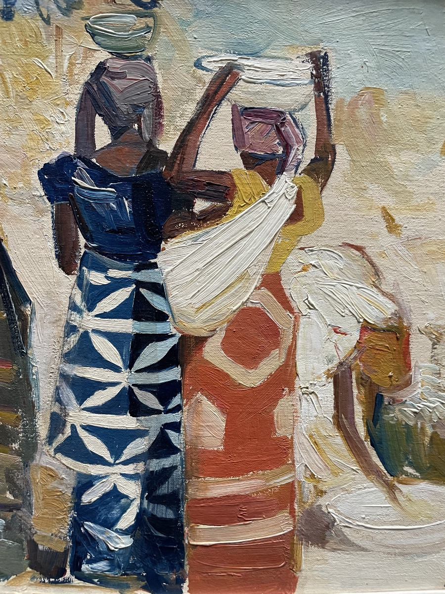 Ferdinand Pire (1943-), Market Scene, Oil On Panel, Signed, Ca1970, Framed.-photo-2