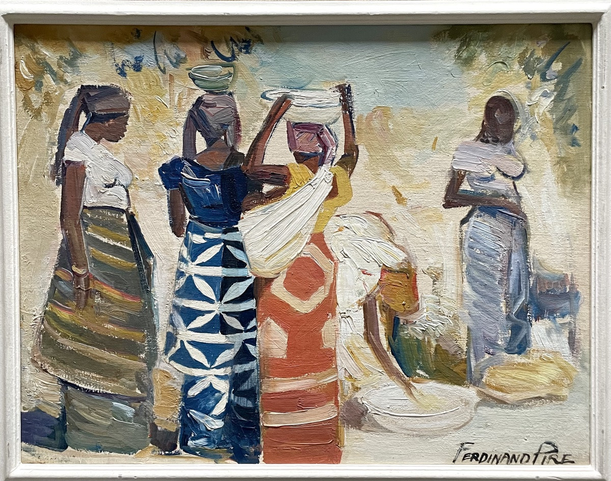 Ferdinand Pire (1943-), Market Scene, Oil On Panel, Signed, Ca1970, Framed.-photo-8