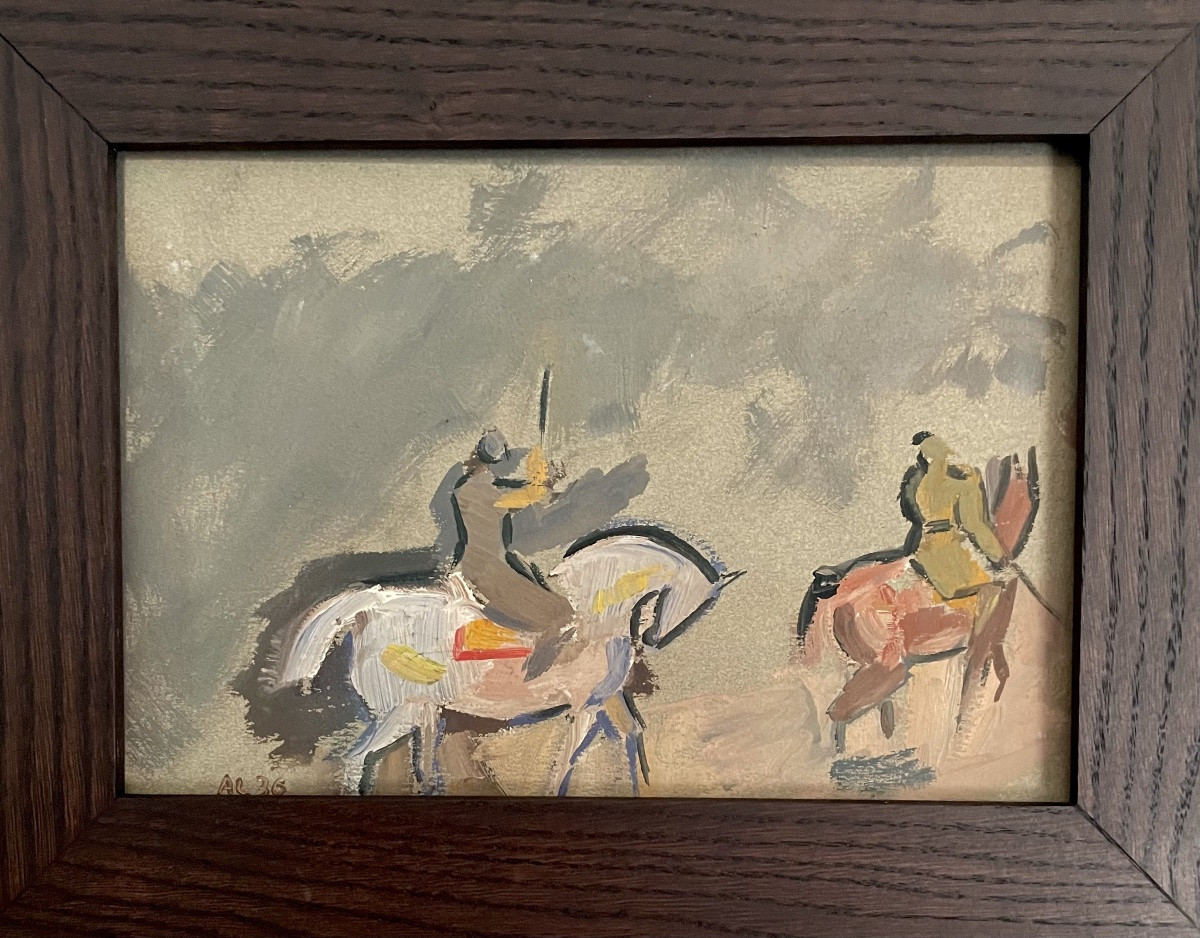 André Lhote (1885-1962), The Horsemen, Oil On Paper, Signed Al, Dated (19)36, Framed -photo-2