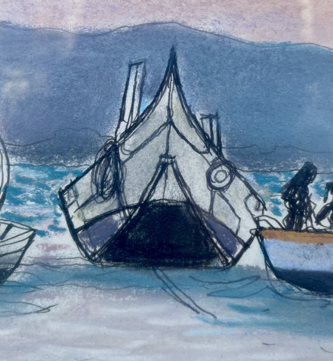 Roger Chapelain-midy (1904-1992), Nazaré, Watercolor & Pencil On Paper, Signed, Ca 1980, Framed.-photo-1