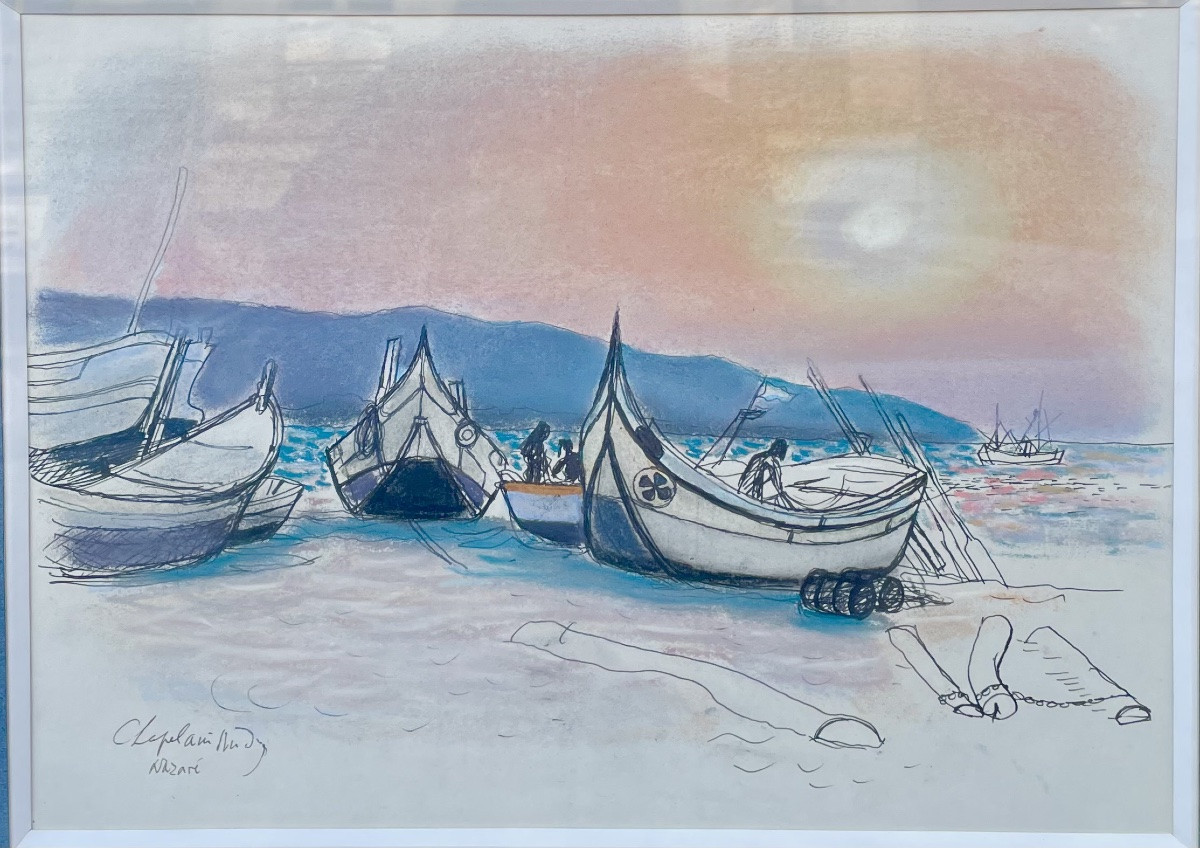 Roger Chapelain-midy (1904-1992), Nazaré, Watercolor & Pencil On Paper, Signed, Ca 1980, Framed.-photo-2