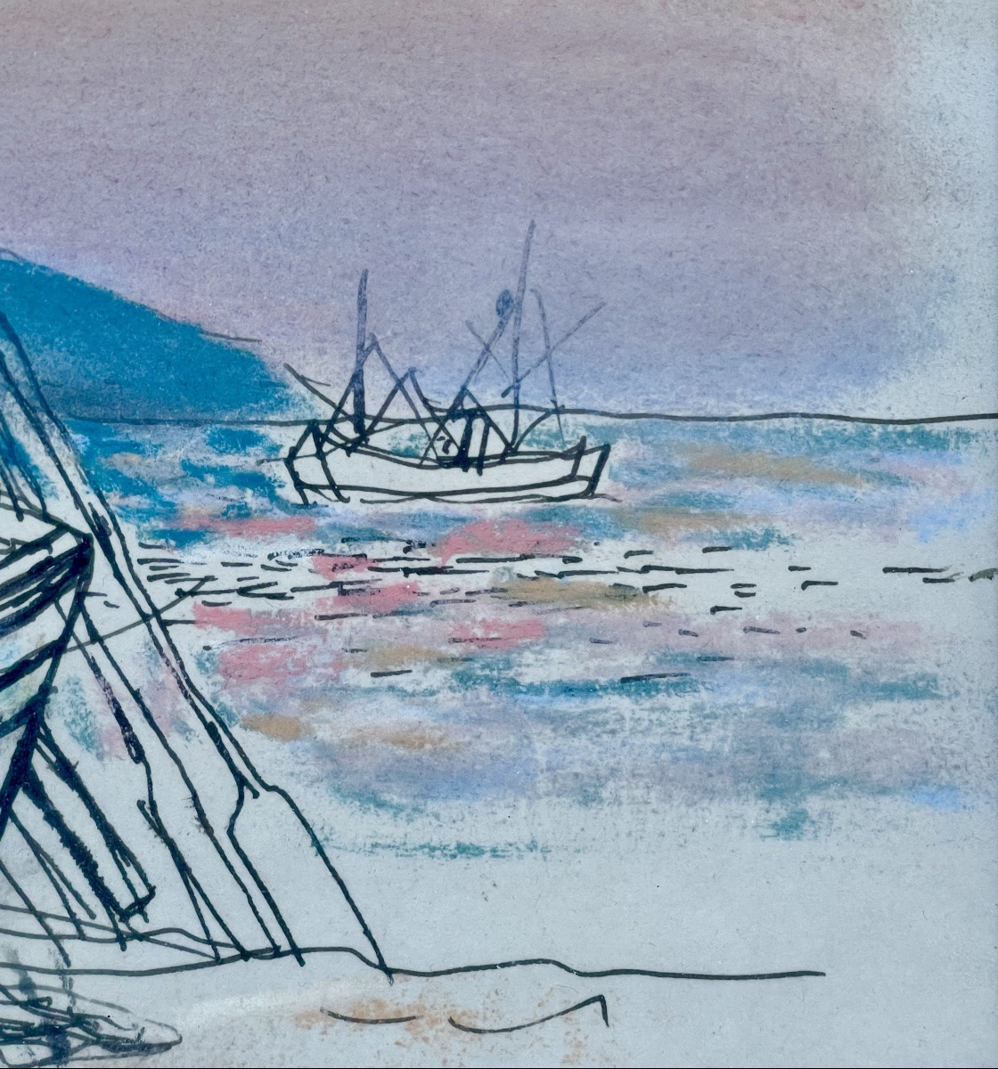 Roger Chapelain-midy (1904-1992), Nazaré, Watercolor & Pencil On Paper, Signed, Ca 1980, Framed.-photo-3