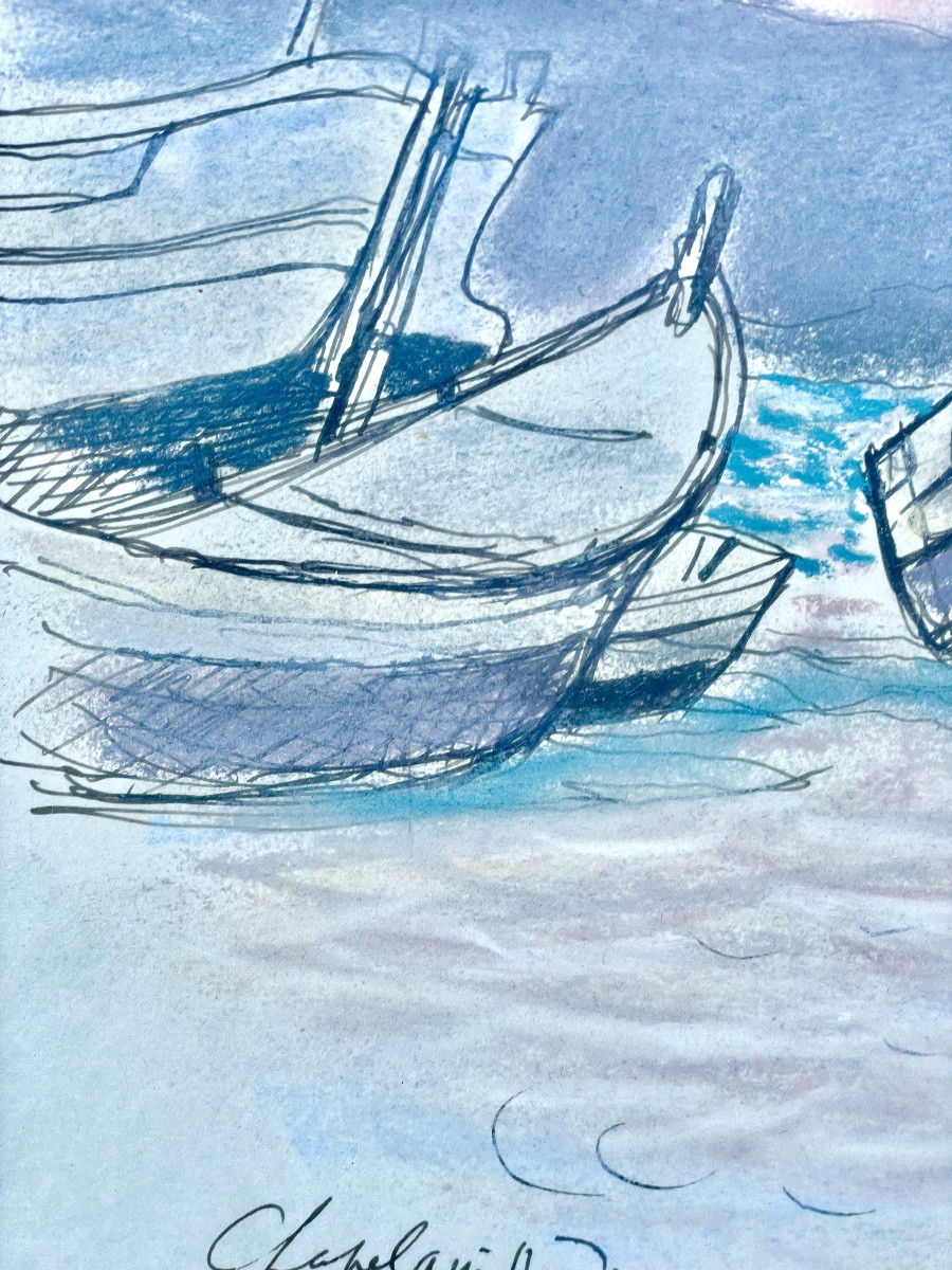 Roger Chapelain-midy (1904-1992), Nazaré, Watercolor & Pencil On Paper, Signed, Ca 1980, Framed.-photo-5