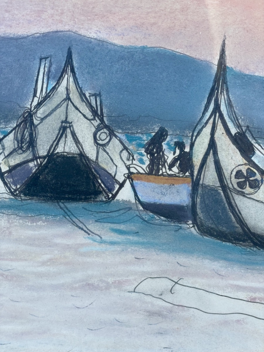 Roger Chapelain-midy (1904-1992), Nazaré, Watercolor & Pencil On Paper, Signed, Ca 1980, Framed.-photo-6