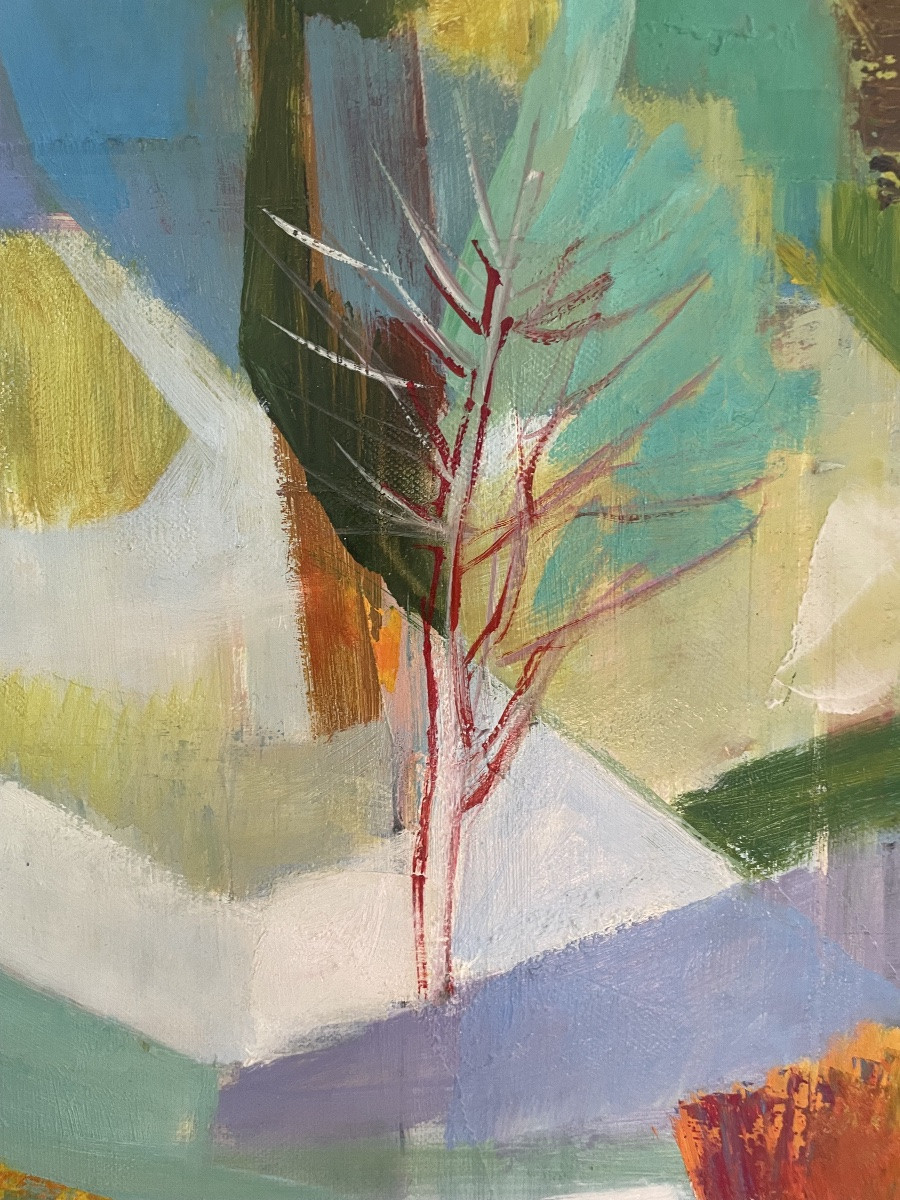 André Duret (1921-2014), Le Village Perché, Oil On Canvas, Signed, Ca. 1980, Framed.-photo-4