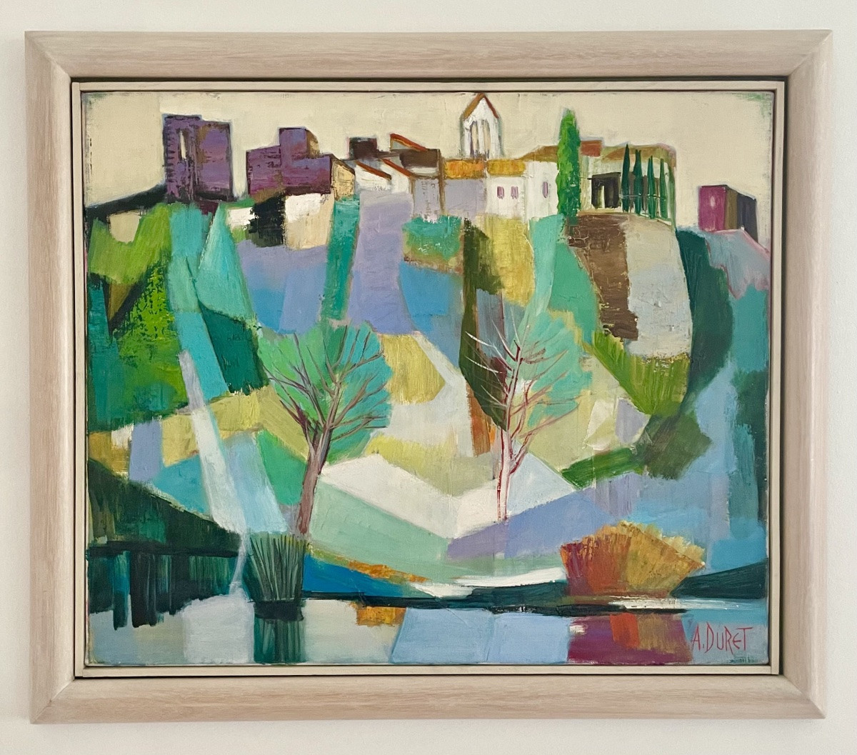 André Duret (1921-2014), Le Village Perché, Oil On Canvas, Signed, Ca. 1980, Framed.-photo-8