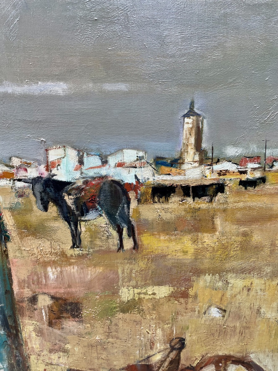 Marcel Cramoysan (1915-2007), Large Oil On Canvas, Signed, Ca1960, Size: 118x145 Cm, Framed-photo-5