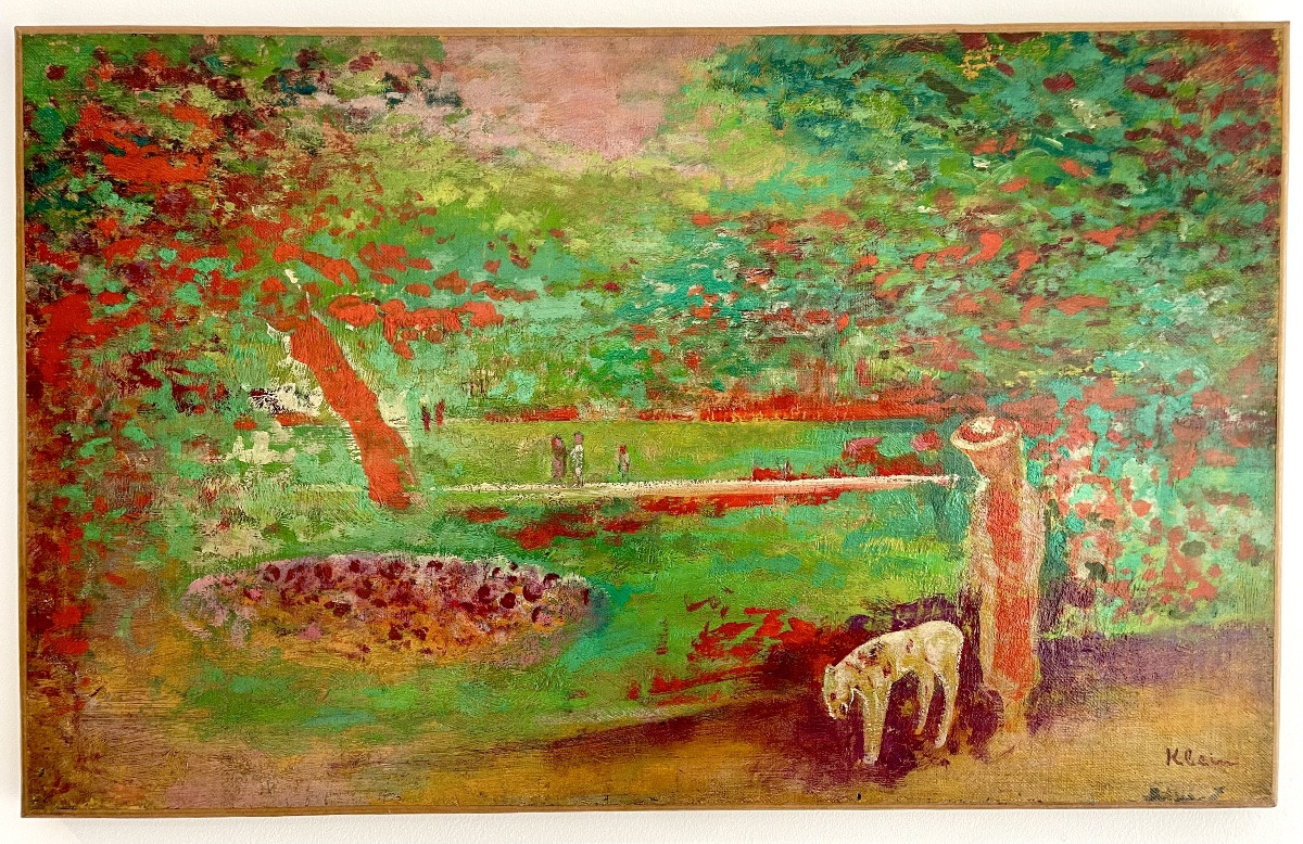 Paul Georges Klein (1909-1994), Stroll In The Park, Oil On Canvas, Signed, Ca1955, Size:37x51cm-photo-7