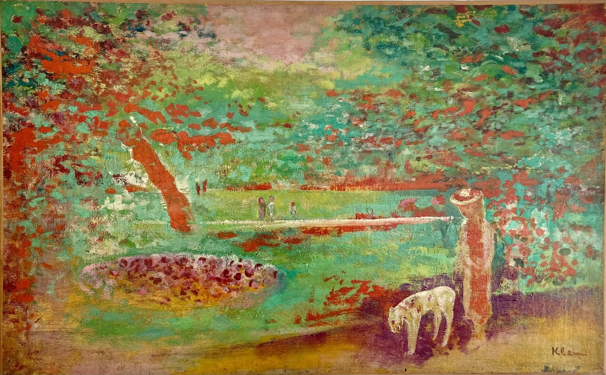 Paul Georges Klein (1909-1994), Stroll In The Park, Oil On Canvas, Signed, Ca1955, Size:37x51cm-photo-8