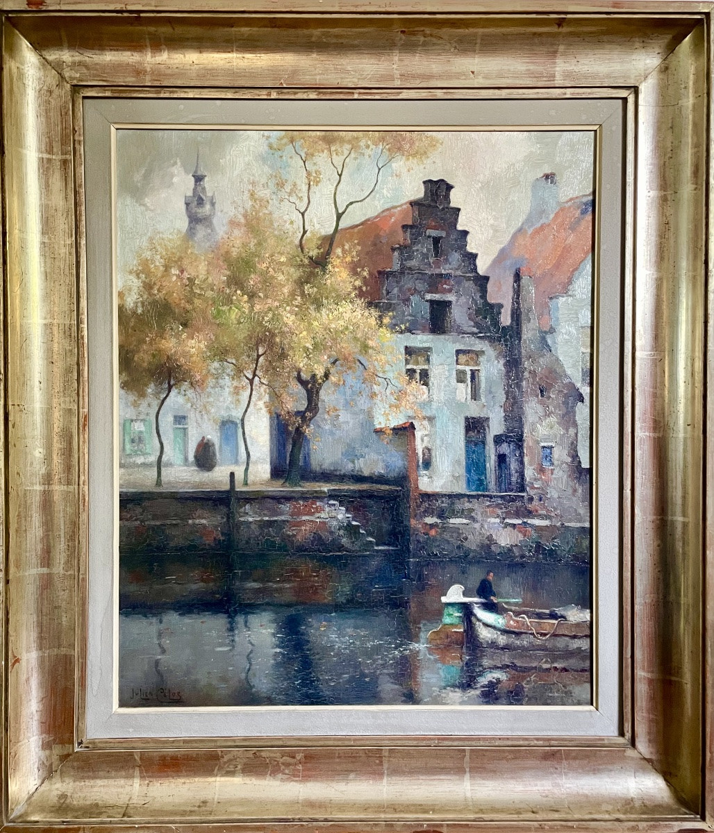 Julien Célia (1884-1953), le canal à Bruges,  huile/toile, signée, ca 1935, 66x55 cm, encadrée.-photo-8