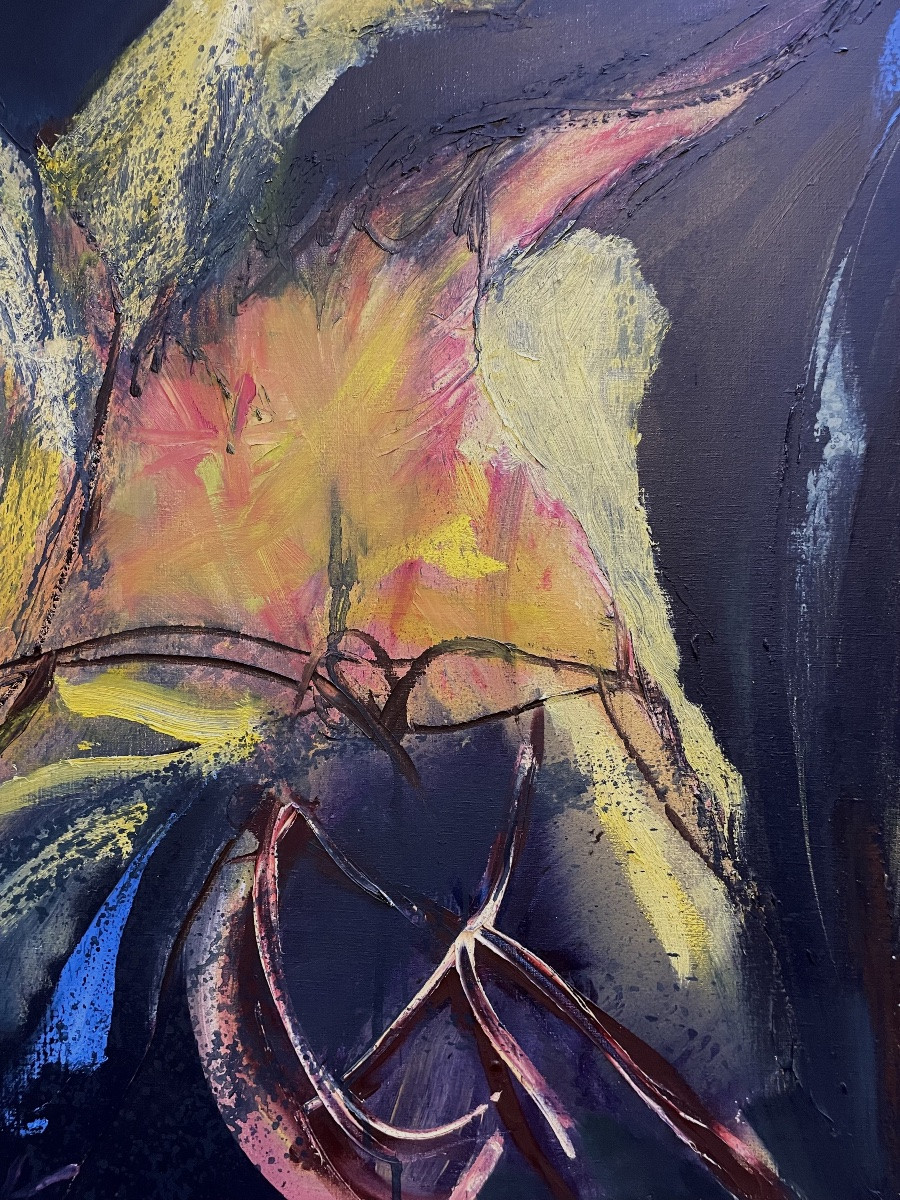 Serge Vandercam (1924-2005), sans titre, acrylique/ toile, signée, 1989, dim 81x101cm, encadrée-photo-3
