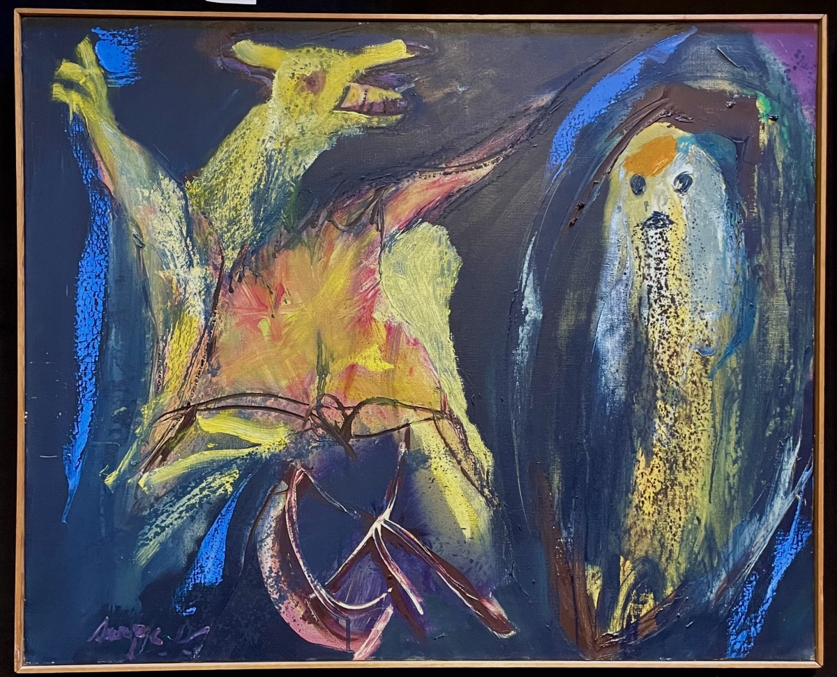 Serge Vandercam (1924-2005), sans titre, acrylique/ toile, signée, 1989, dim 81x101cm, encadrée-photo-4