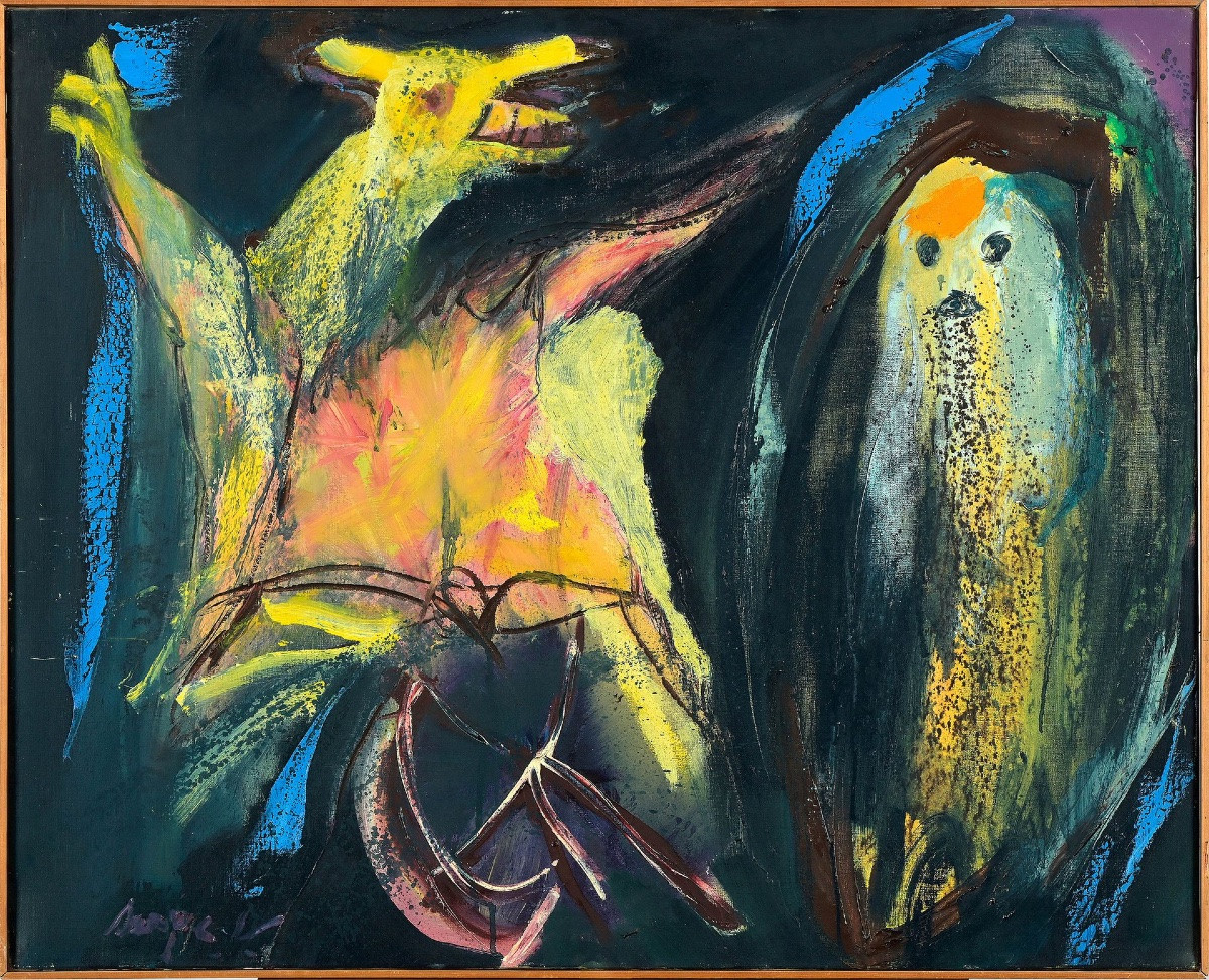 Serge Vandercam (1924-2005), sans titre, acrylique/ toile, signée, 1989, dim 81x101cm, encadrée-photo-8