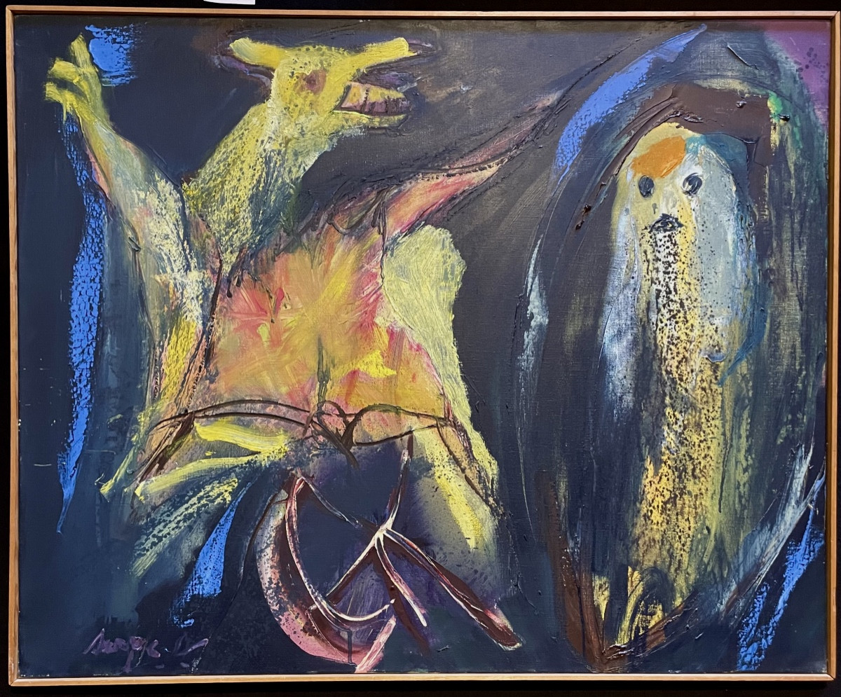 Serge Vandercam (1924-2005), sans titre, acrylique/ toile, signée, 1989, dim 81x101cm, encadrée
