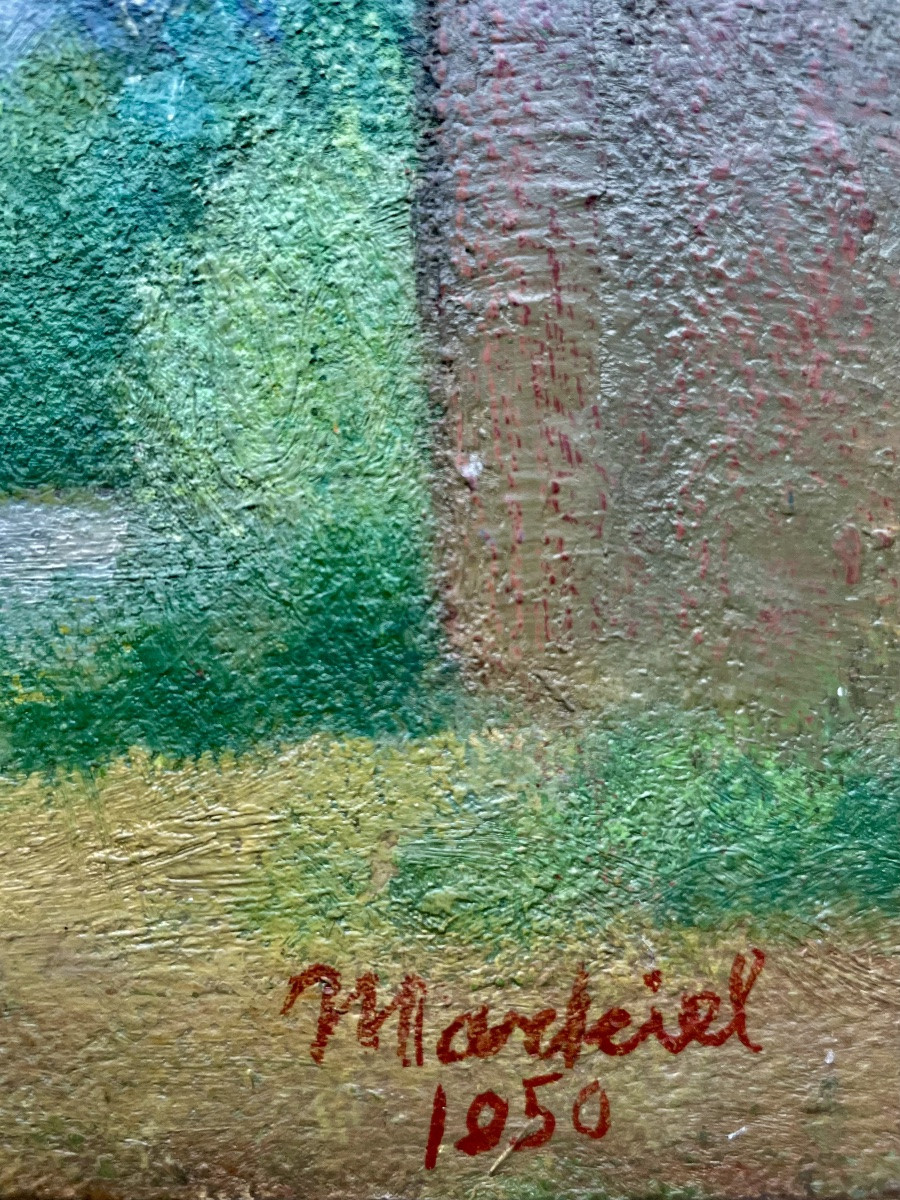Jacob Markiel(1911-2006), huile/panneau, signée,1950, École franco-polonaise, dim. 41x49 cm-photo-5