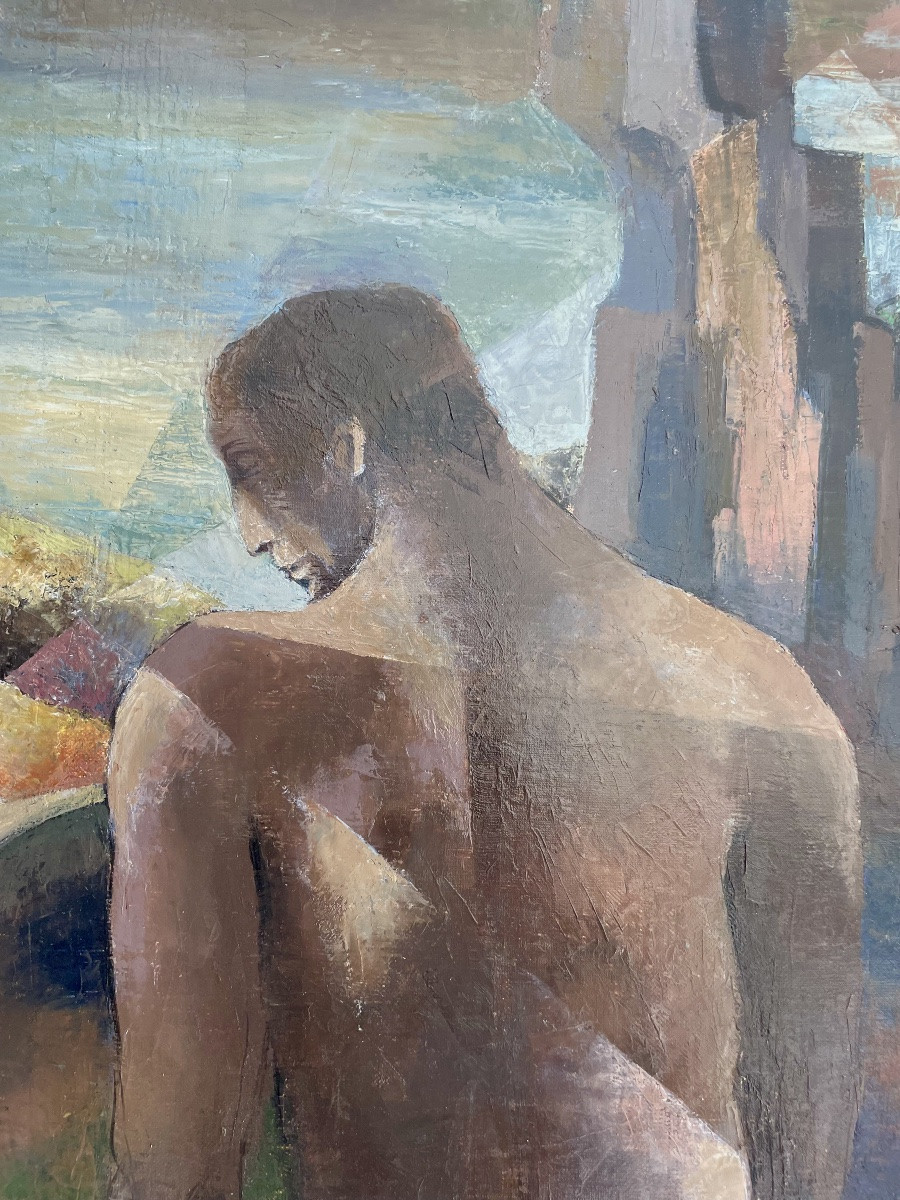 Christine Bacheler-Nisbet (1902-1990), huile sur toile, signée, ca 1970, dim:102x76cm, encadrée-photo-2