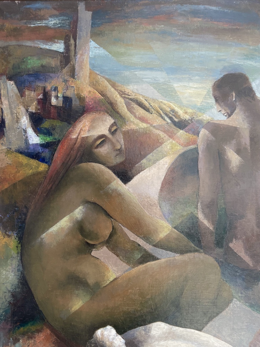 Christine Bacheler-Nisbet (1902-1990), huile sur toile, signée, ca 1970, dim:102x76cm, encadrée-photo-1