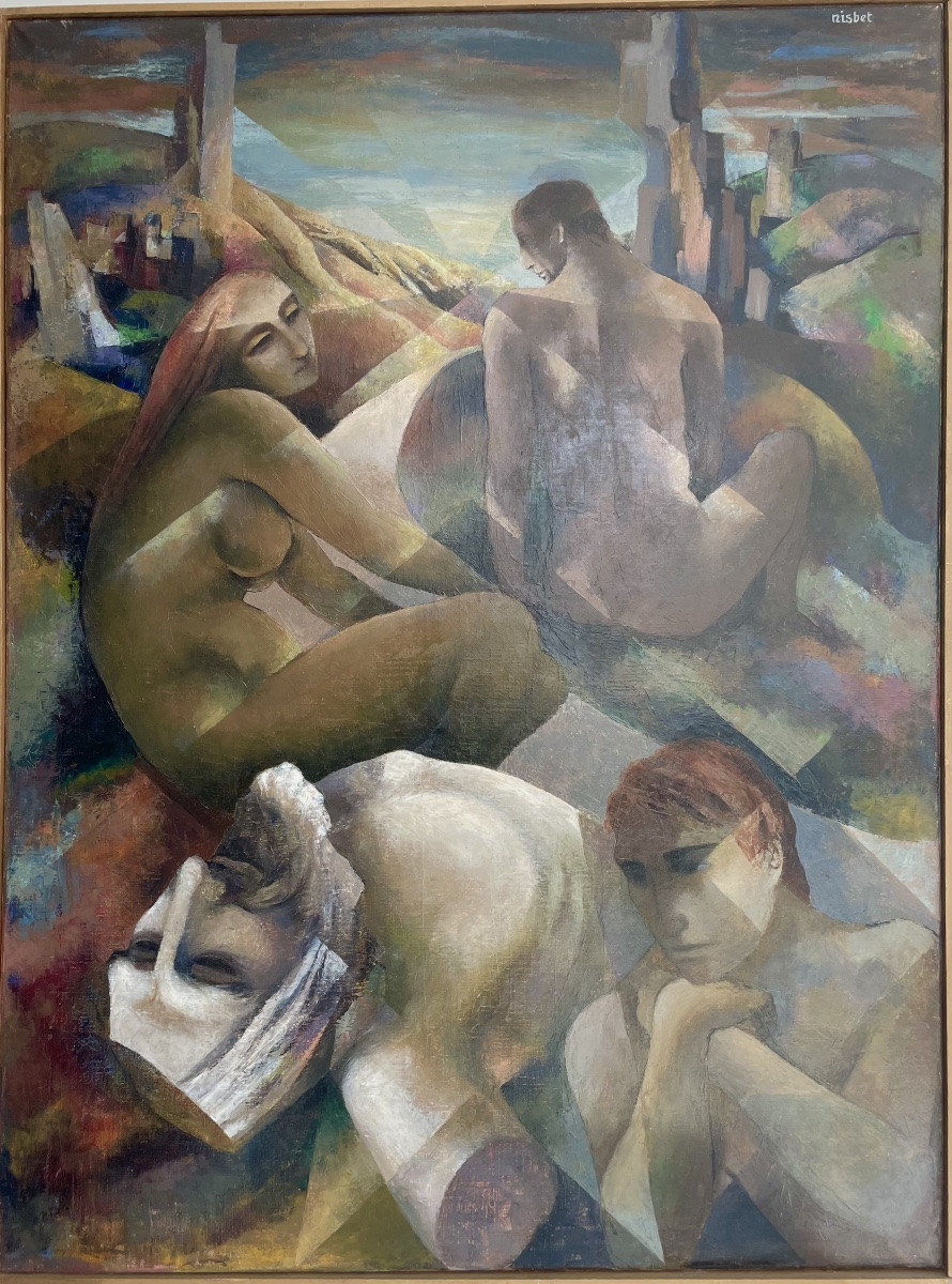 Christine Bacheler-Nisbet (1902-1990), huile sur toile, signée, ca 1970, dim:102x76cm, encadrée-photo-8
