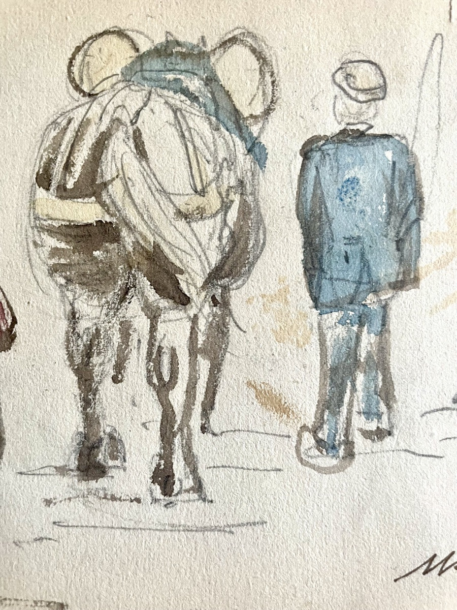 Max Jacob (1876-1944), scène rurale bretonne, aquarelle sur papier, signée, ca 1925, encadrée.-photo-4