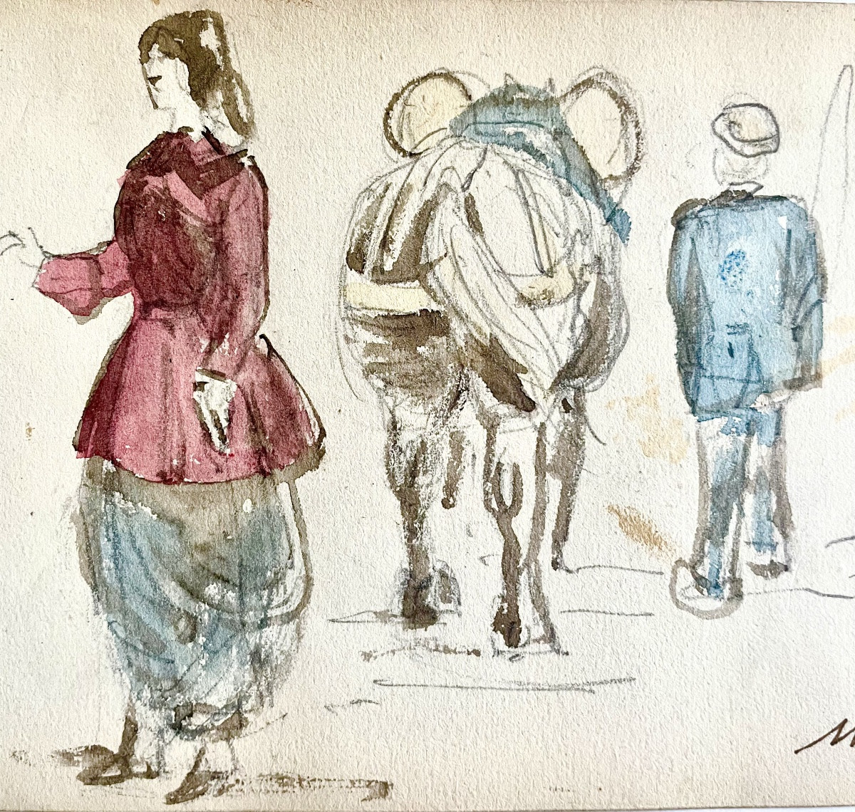 Max Jacob (1876-1944), scène rurale bretonne, aquarelle sur papier, signée, ca 1925, encadrée.-photo-4