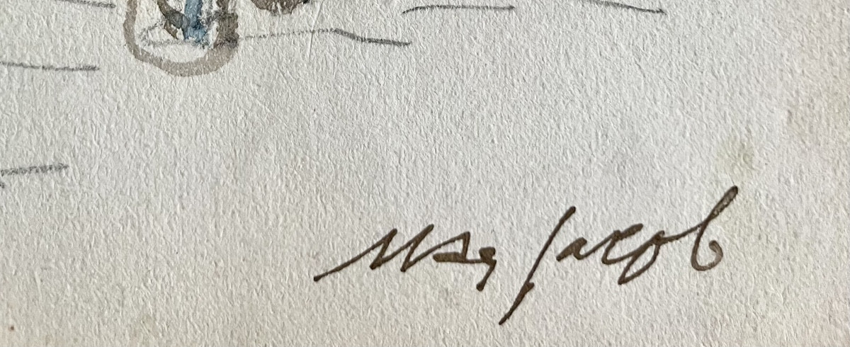 Max Jacob (1876-1944), scène rurale bretonne, aquarelle sur papier, signée, ca 1925, encadrée.-photo-6