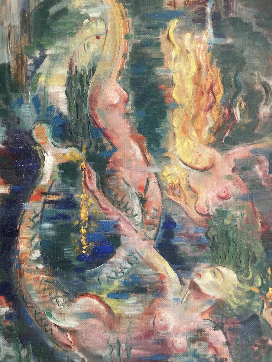 Yan B. Morel-dyl (1887-1944), Rheingold, Oil On Panel, Signed, 1937, Size: 74x51 Cm, Framed-photo-3