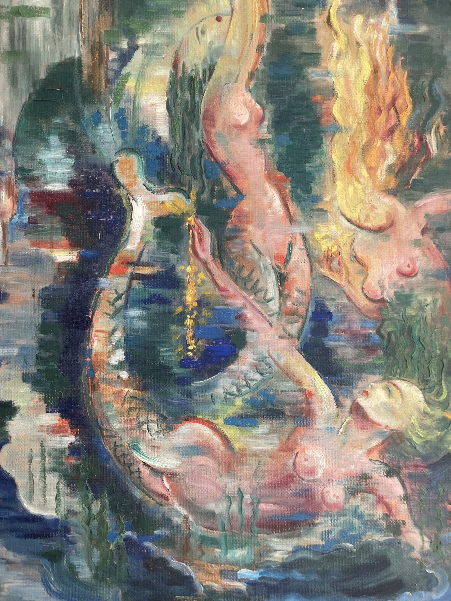 Yan B. Morel-dyl (1887-1944), Rheingold, Oil On Panel, Signed, 1937, Size: 74x51 Cm, Framed-photo-2