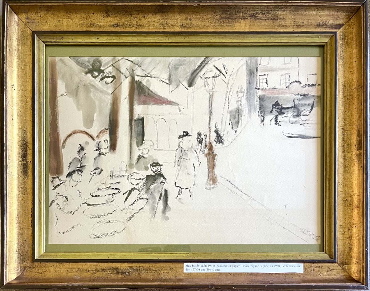 Max Jacob (1876-1944), Place Pigalle, gouache/ papier, signée, ca1925, 27x38 cm (39x49 cm).
