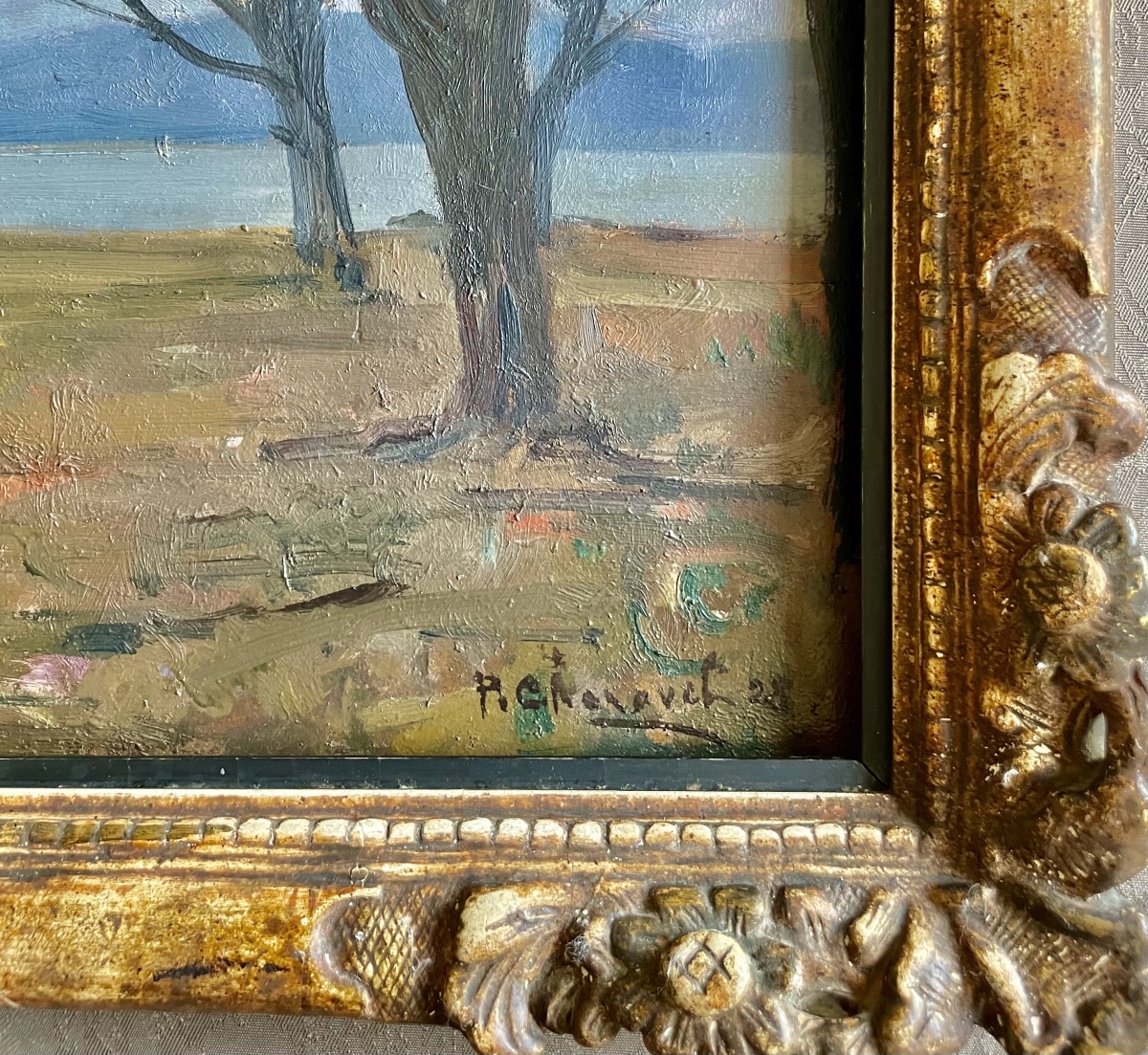 Paul Charavel (1877–1961), In The Shade Of The Pines, Oil On Panel, Signed, 1928, 55 X 51 Cm (65 X 60 Cm).-photo-3