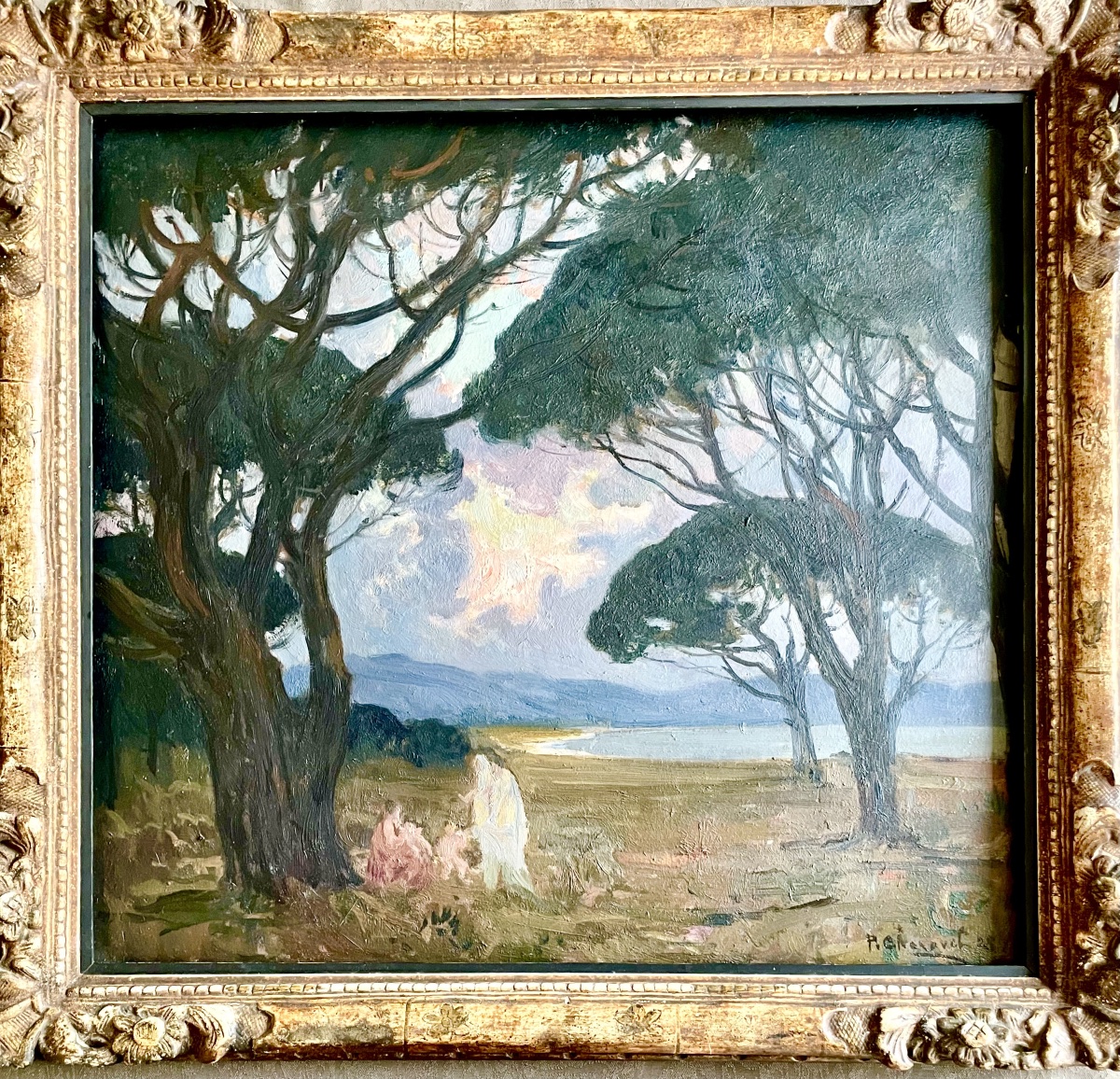 Paul Charavel (1877–1961), In The Shade Of The Pines, Oil On Panel, Signed, 1928, 55 X 51 Cm (65 X 60 Cm).-photo-4