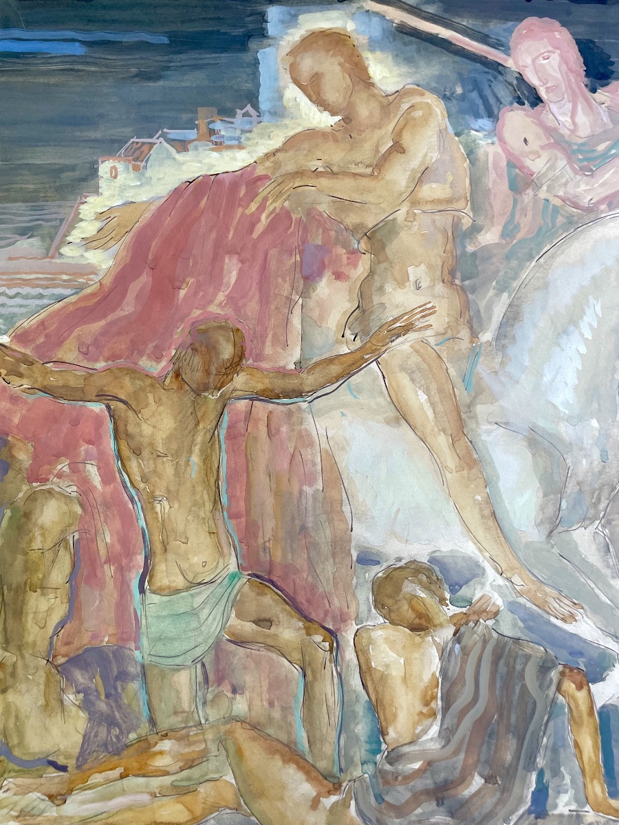 Anto Carte (1886–1954), Watercolor On Paper, Signed, Saint-martin, Ca. 1915, 45x54 Cm (60x70 Cm).-photo-4